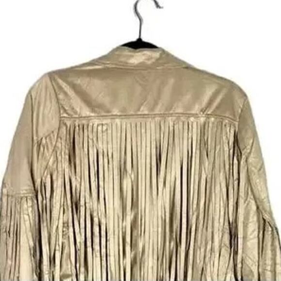 NWT Cropped Soft Faux Western Fringe Suede Open Style Lined Jacket Coat M Cream - Picture 7 of 15